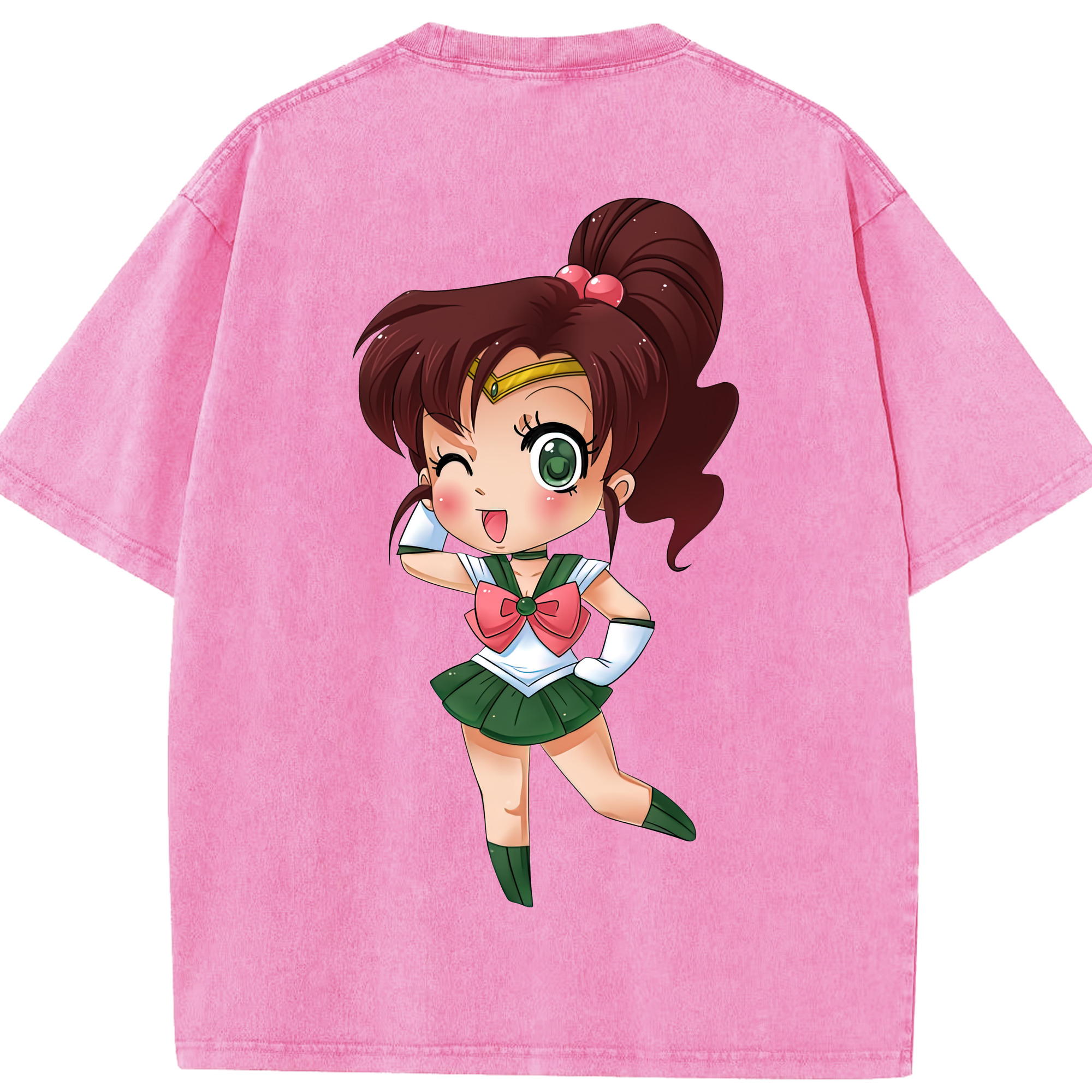 （画像用） 美少女戦士セーラームーン 木野 まこと きの まこと Sailor Moon Kino Makoto （セーラージュピター；Sailor Jupiter） 綿100% ヴィンテージ風 半袖Tシャツ（背面プリント）